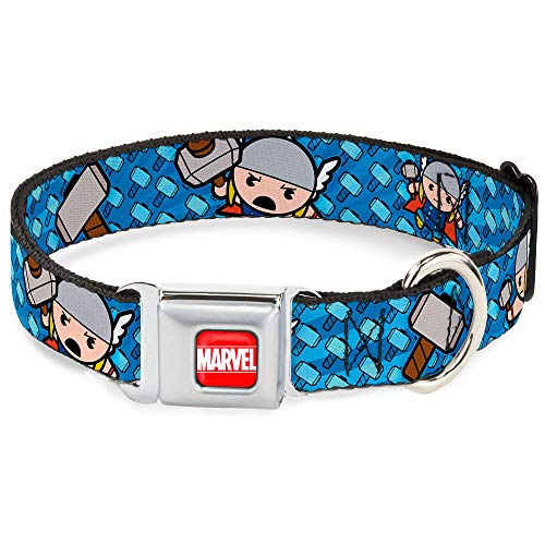 Buckle Down 9 – 15 "Marvel Universo Carcasa Monogram Blues Poses/Martillo de Thor Collar de Perro