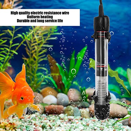 Calentador de Acuario, 220-240 V EU Plug Calentador de pecera de Temperatura Ajustable con Indicador de Encendido con 2 ventosas para Agua Salada Marina y Agua Dulce(200W)