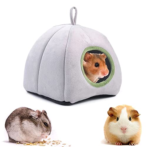 Cama de Hámster, Cama Felpa Hamster, Invierno Cálido para Hamster, Saco de Dormir de Hámster, Felpa Cálida Pequeña Hámster, con Lazo para Colgar, para Hámsters, Chinchillas, Conejillos Indias (Gris)