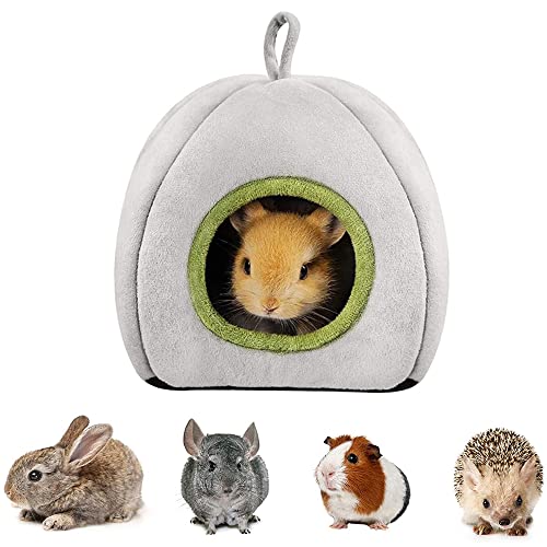 Cama de Hámster, Cama Felpa Hamster, Invierno Cálido para Hamster, Saco de Dormir de Hámster, Felpa Cálida Pequeña Hámster, con Lazo para Colgar, para Hámsters, Chinchillas, Conejillos Indias (Gris)