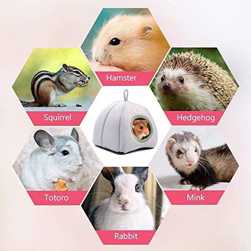 Cama de Hámster, Cama Felpa Hamster, Invierno Cálido para Hamster, Saco de Dormir de Hámster, Felpa Cálida Pequeña Hámster, con Lazo para Colgar, para Hámsters, Chinchillas, Conejillos Indias (Gris)
