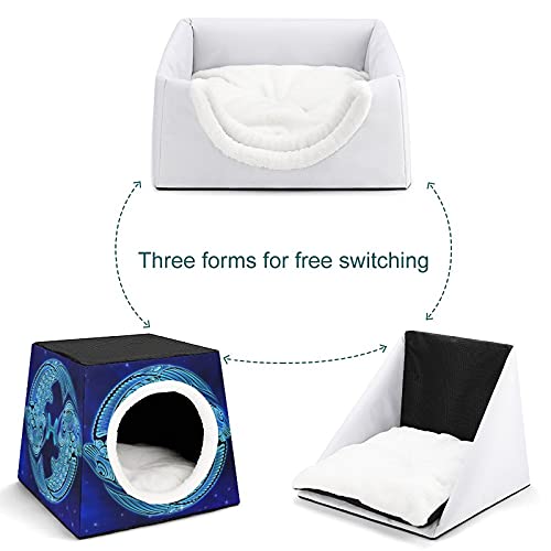 Casa para Gatos y Perros Pequeños Lindo Cama y Sofá para Mascotas Antideslizante con Cojín Suave Piscis