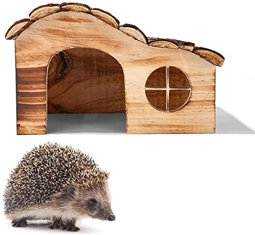Casas de erizos para jardín, resistente al agua, con olas de madera, caja de refugio, estación de alimentación de erizos, refugio de hibernación, verano, invierno, dormitorio, casa de animales pe