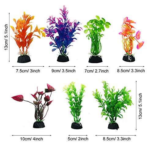 Cayway 20 Pz Plantas Artificiales Acuario, Acuario Plantas de Plástico Altura Plantas Acuario Dorno de Acuario de Resina Rocalla para Decoración de Acuarios y Peceras