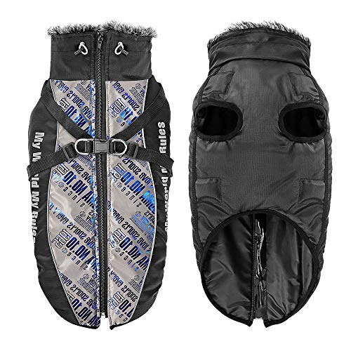 Chaqueta Impermeable Para Perros Con Arnés, Adecuada Para Perros Medianos Y Grandes, Abrigos Abrigados Para Perros, Ropa De Invierno, Ropa Para Mascotas A Prueba De Vien(Color:Azul,Size:XXXXXX-Grande)