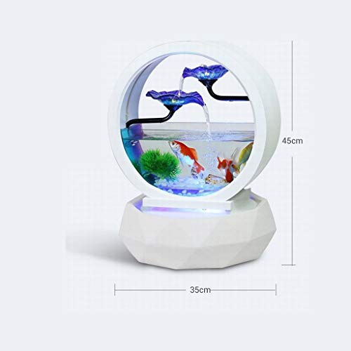 Chunshop Tanque de Peces de Acuario Creativa de Cristal Redondo Goldfish Cilindro de la Sala de Escritorio pequeño ecológica Inicio de Tanque Acuario Kit de pecera