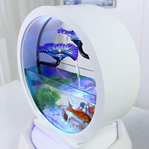 Chunshop Tanque de Peces de Acuario Creativa de Cristal Redondo Goldfish Cilindro de la Sala de Escritorio pequeño ecológica Inicio de Tanque Acuario Kit de pecera