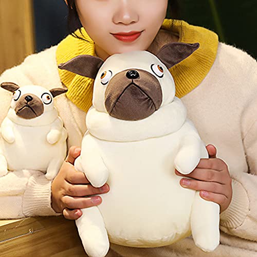 Cojín de felpa de pug gordo, suave, textura superior, relleno completo, lindo pug perro, cojín de felpa pequeño portátil regordete, muñeca de animal relleno para decoración del hogar-1