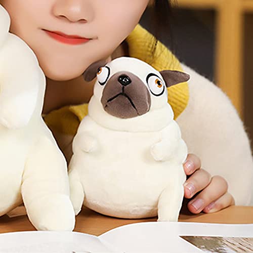 Cojín de felpa de pug gordo, suave, textura superior, relleno completo, lindo pug perro, cojín de felpa pequeño portátil regordete, muñeca de animal relleno para decoración del hogar-1
