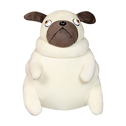 Cojín de felpa de pug gordo, suave, textura superior, relleno completo, lindo pug perro, cojín de felpa pequeño portátil regordete, muñeca de animal relleno para decoración del hogar-1