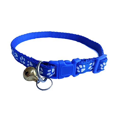 Collar de mascota, ajustable para perro, perro, perro, huella de perro, correa para el cuello, suministros para cachorros con campana, color morado
