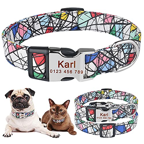 Collares para perros pequeños, medianos y grandes para cachorros, collares para perros unisex personalizados, collares de nailon ajustables, collar con nombre grabado personalizado-Color_Tangra