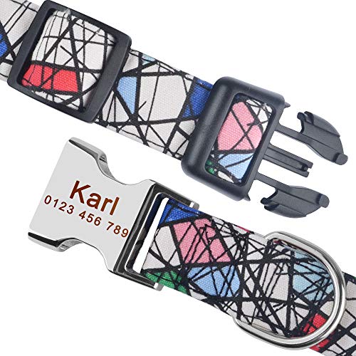 Collares para perros pequeños, medianos y grandes para cachorros, collares para perros unisex personalizados, collares de nailon ajustables, collar con nombre grabado personalizado-Color_Tangra
