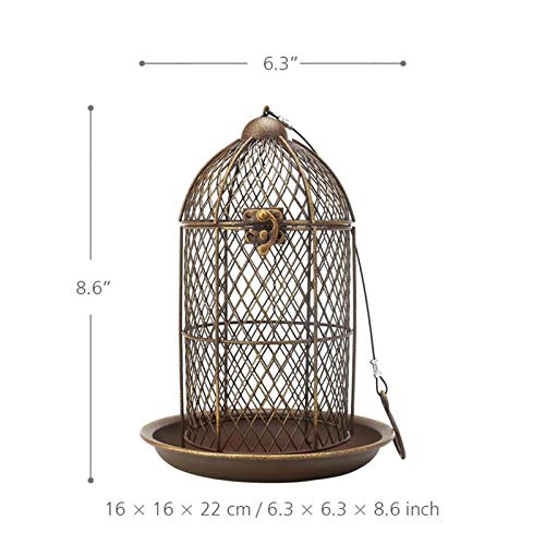 Comedero Exterior para Pájaros Alimentador de pájaros Alimentador de jaula de aves Colgando Pájaro salvaje Casa de metal Alimentador de Metal Patio trasero Decoración Jaula de pájaros Accesorio Regalo