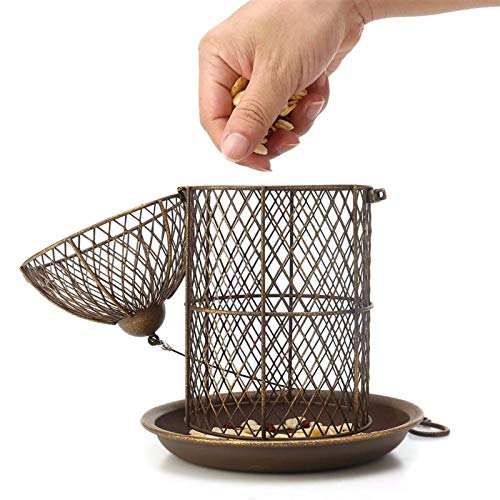 Comedero Exterior para Pájaros Alimentador de pájaros Alimentador de jaula de aves Colgando Pájaro salvaje Casa de metal Alimentador de Metal Patio trasero Decoración Jaula de pájaros Accesorio Regalo