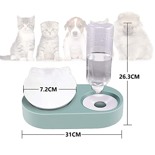 Comedero Gato,2 en 1 Comederos de Gatos con Bebedero Automático,15°InclinaciónTazón de Alimentación para Gatos y Perros,Comedero Gato para Evita Vomitar para Gatos y Cachorros