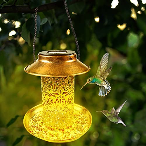 Comederos para Aves Alimentadores de aves de luz solar Metal Lámpara solar de hierro forjado Hueco al aire libre antiguo Cuelga de jardín Decoración de la decoración Regalos Casas de aves Contenedor d