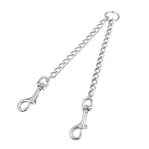 Correa de perro doble correa de perro con cadena de hierro fuerte para correr, caminar, correa para mascotas, para 2 perros, correa de perro (tamaño: 60 cm)