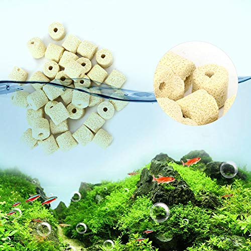 Cuque Venta Loca Anillo de bacterias de filtración de Agua, Anillo de bacterias de pecera de Agua purificada, Material de filtración de cerámica filtrada eficazmente Acuario para pecera