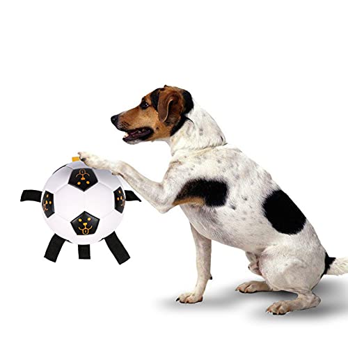 CUYUFIA Pelota de fútbol para perro, juguete para mascotas, pelota de entrenamiento para perros, pelota interactiva al aire libre, para jugar perros