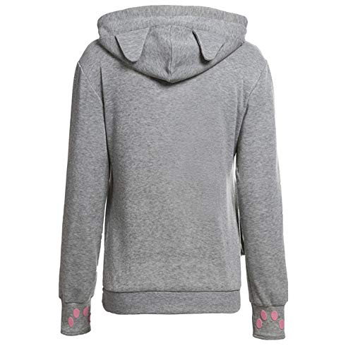 CYC Sudadera con Capucha para Mujer Sudadera con Capucha de Lana Jersey de Manga Larga Sudadera con Bolsillo Grande Puede Contener Gatos y Perros Mascotas,Gris,XL