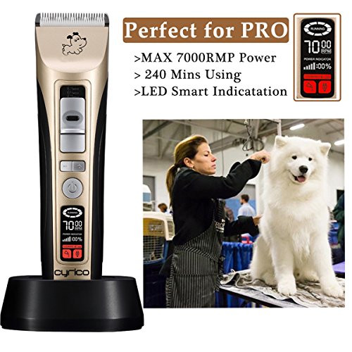 cyrico Cortapuzas profesionales de 5 velocidades para perros y gatos con recordatorio inteligente LCD (5 velocidades)