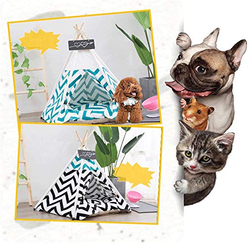Dirgee Tienda de Mascotas Plegable, Pet Teepee Dog COPBITS Caza Cat con cojín - Tiendas de Perros de Interior Casas de Mascotas con cojín y Pizarra Estilo de Encaje Blanco