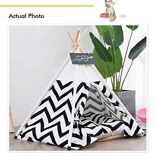 Dirgee Tienda de Mascotas Plegable, Pet Teepee Dog COPBITS Caza Cat con cojín - Tiendas de Perros de Interior Casas de Mascotas con cojín y Pizarra Estilo de Encaje Blanco