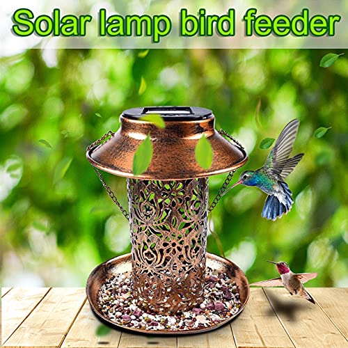 Diseño Creativo Alimentadores de aves de luz solar Metal Lámpara solar de hierro forjado Hueco al aire libre antiguo Cuelga de jardín Decoración de la decoración Regalos Casas de aves Comedero for Sem