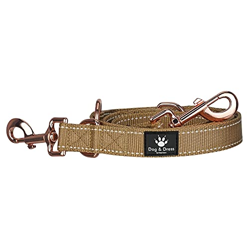 Dog & Dress Arnés Correa para Perro, Oro Rosa, Set, Reflectante, Extensible, antitirones, arnés para Perro, arnés pequeños medianos y Grandes, arnés Perro, Grande Regalo Perro, Accesorios Mascotas S