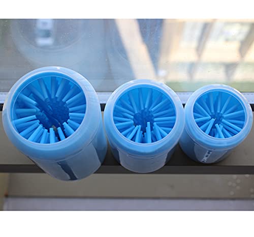 Egurs Limpiador de huellas de perro portátil Limpiador de Pata de Perro lavador de pies Azul tamaño grande 15.2 * 9.2 * 7.3cm