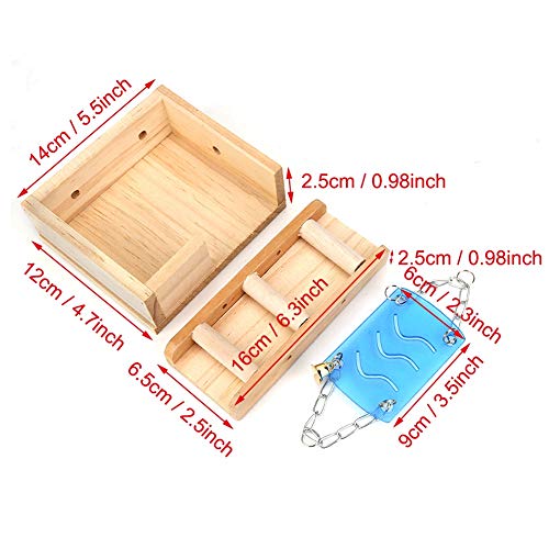 Esenlong Mascotas de madera Casa de hámster Pequeño Animal Ardilla de ratón Jaula Escalera Ático Swing Juguete Madera Color Enano Hamster Casa