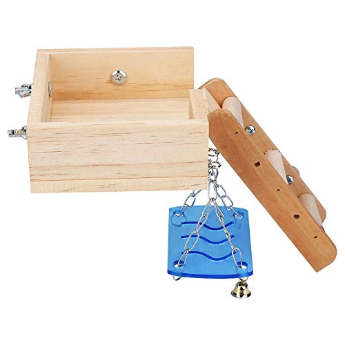 Esenlong Mascotas de madera Casa de hámster Pequeño Animal Ardilla de ratón Jaula Escalera Ático Swing Juguete Madera Color Enano Hamster Casa