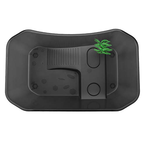 Esenlong Tanque de tortuga, pequeño tanque de acuario abierto con plataforma de toma de sol y decoración de flores de plástico para reptiles hábitat para tortuga