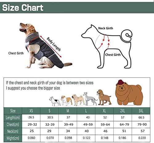 Etechydra Abrigo Perro Impermeable, Invierno Cálido Chaqueta Perro, Reflectante Mascotas Ropa Chaleco para Perros Pequeño, Mediano, Grande, XS