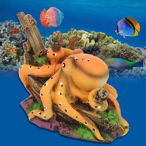 Fdit Acuario Pulpo Adornos Realista Animales Marinos de Peluche Modelo Pulpo Artificial Paisaje de simulación submarina para Betta Pequeños lagartos Tortugas