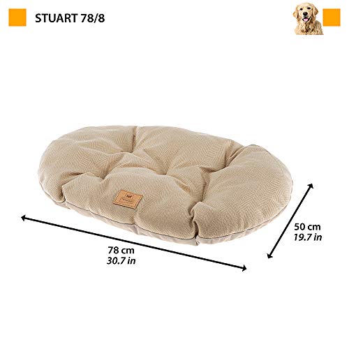 Ferplast Cojín Para Perros Y Gatos Stuart 78/8, Doble Cara, Tweed Y Suave Terciopelo, Lavable, Azul, L