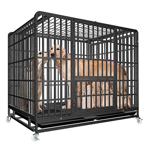 F.L.S Jaula Perro Grande Transportin para Perros Mediana Perro de Alaska Perro de Pastor alemán de la Jaula del Animal doméstico, for Mascotas 50kg, Claraboya Diseño, Anti-mordedura, con Bandeja