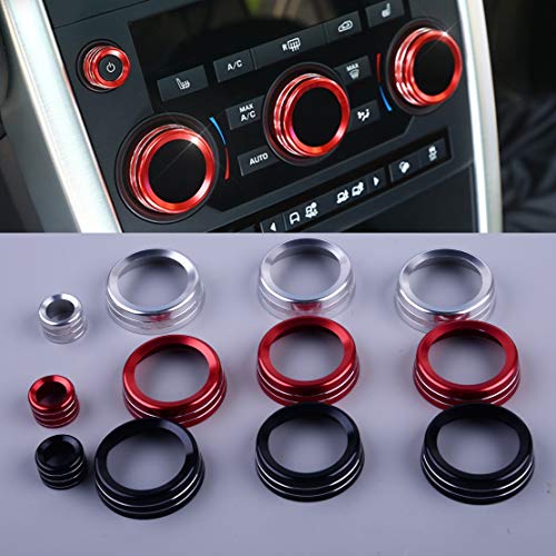 FLY MEN Tiras Decorativas 4pcs del Tablero de Instrumentos Aire Acondicionado botón de Volumen Perilla de Control de la Cubierta Ajuste for el Land Rover Discovery Sport 2015 2016 2017 2018