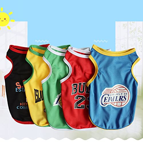 Foern 5 Unids/Set Camiseta de Baloncesto de Fútbol para Perros, Camiseta Deportiva Elástica Suave y Transpirable, Chaleco para Mascotas para Perros Pequeños,Multi,L:45cm/17.7in