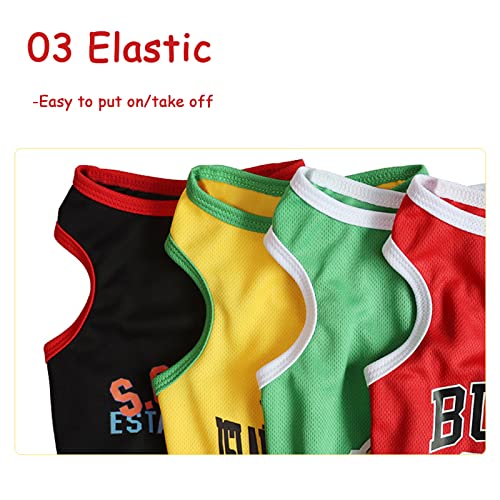Foern 5 Unids/Set Camiseta de Baloncesto de Fútbol para Perros, Camiseta Deportiva Elástica Suave y Transpirable, Chaleco para Mascotas para Perros Pequeños,Multi,L:45cm/17.7in