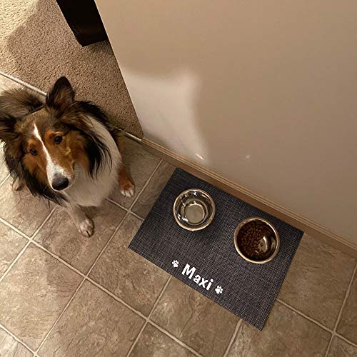 Forestpaw - Alfombras personalizadas para comida y agua para perros y gatos, alfombrillas para mascotas personalizadas, impermeables, fáciles de limpiar, color marrón
