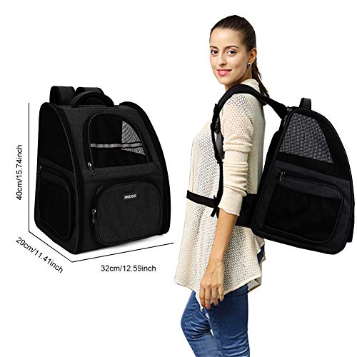 FREESOO Transportin Gato Mochilas para Gatos y Perro Bolsa para Mascotas Transporte Plegable Portador de Viaje Transpirable Carga Máxima 6.5 kg para Vajar en Tren/Automóvil/Restaurante/Avión