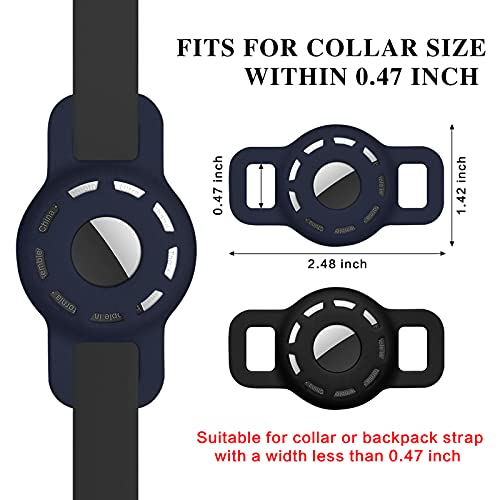 FYY Funda protectora para AirTag, soporte para collar de perro Airtag, para collares de perro de gato, lazo pequeño para cachorros y mochila con correas de color negro+azul marino
