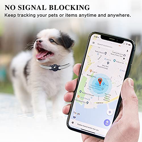 FYY Funda protectora para AirTag, soporte para collar de perro Airtag, para collares de perro de gato, lazo pequeño para cachorros y mochila con correas de color negro+azul marino