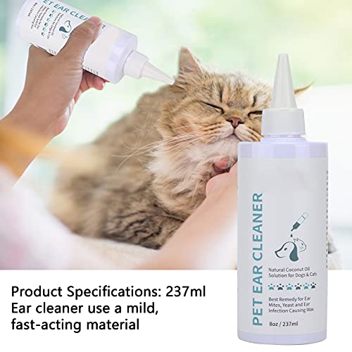 GLOGLOW Limpiador de Oídos para Mascotas de 237 Ml para Perros Y Gatos, Limpia la Cera Y la Suciedad Elimina la Picazón Enjuague Fuerte Enjuague Potente sin Picadura Limpiador Suave para los Oídos