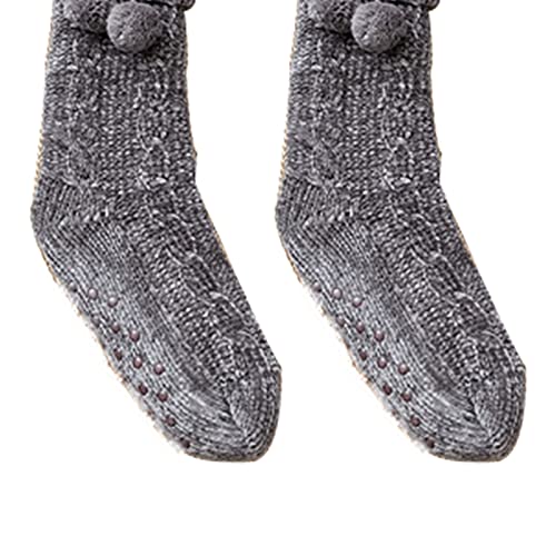 Gojiny Mujer Zapatillas Calcetines Invierno Suave Cálido Grueso Forro Polar Calcetines de Casa con Puños Damas Chenille Más Velvet Snow Calcetines Dormir Calcetines Alfombra Ball