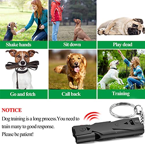 Goldmiky Silbatos Profesional para Perros, Frecuencias Ajustables Silbato de Entrenamiento de Perros con Acollador para el Entrenamiento y la educación de Perros Emergencia Deportiva (Negro)