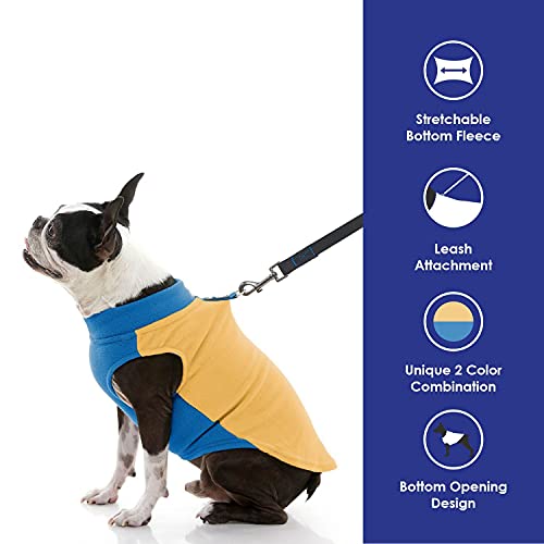 Gooby Chaleco de forro polar para perro, medio elástico, color mostaza miel, talla XL, chaqueta de forro polar con anillo de correa, suéter de invierno para perros pequeños y niñas