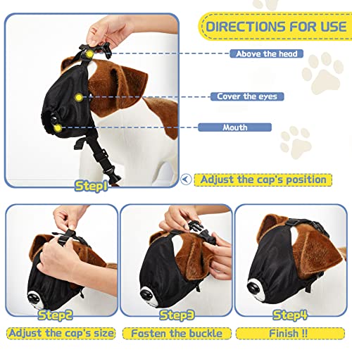 Gorra de Trueno de Mascotas Cubierta de Tela de Ojos de Perro Cubiertas de Orejas de Perro de Boca de Ansiedad para Ruido Orejeras para Aseo Anti Coche Enfermedad Anti Corteza (L)